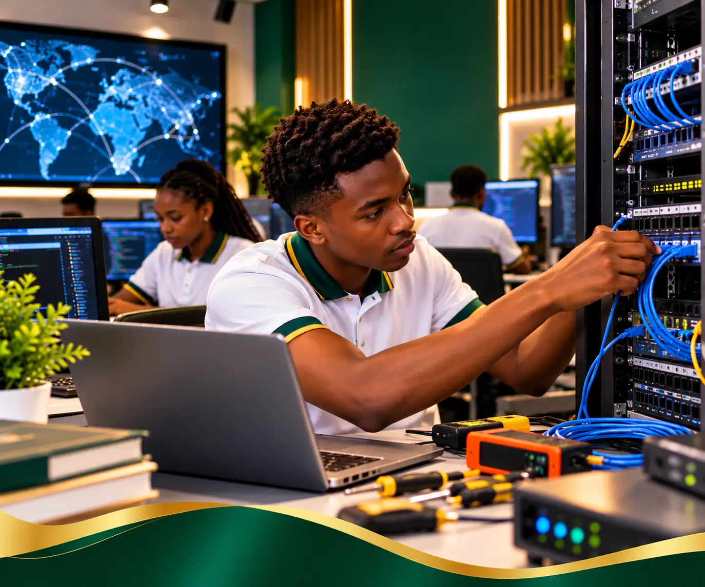 ANPET Training Institute ICT students learning computer systems, networking, database management, and information technology solutions.